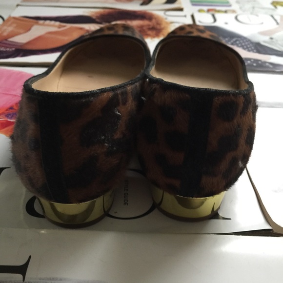 JCREW JANEY LEOPARD GOLD HEEL FLATS sz 7 - Picture 4 of 6